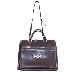 Metro Chic JEMA Laptop Tote Purse  Dual Handles Detachable Strap Deep Purple